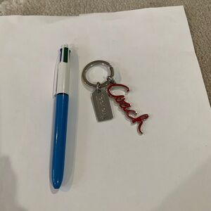 Coach Red Script Keychain